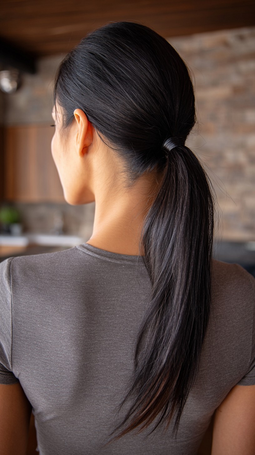 Sleek Low Wrapped Pony with Nape-Tapered Internal Layers
