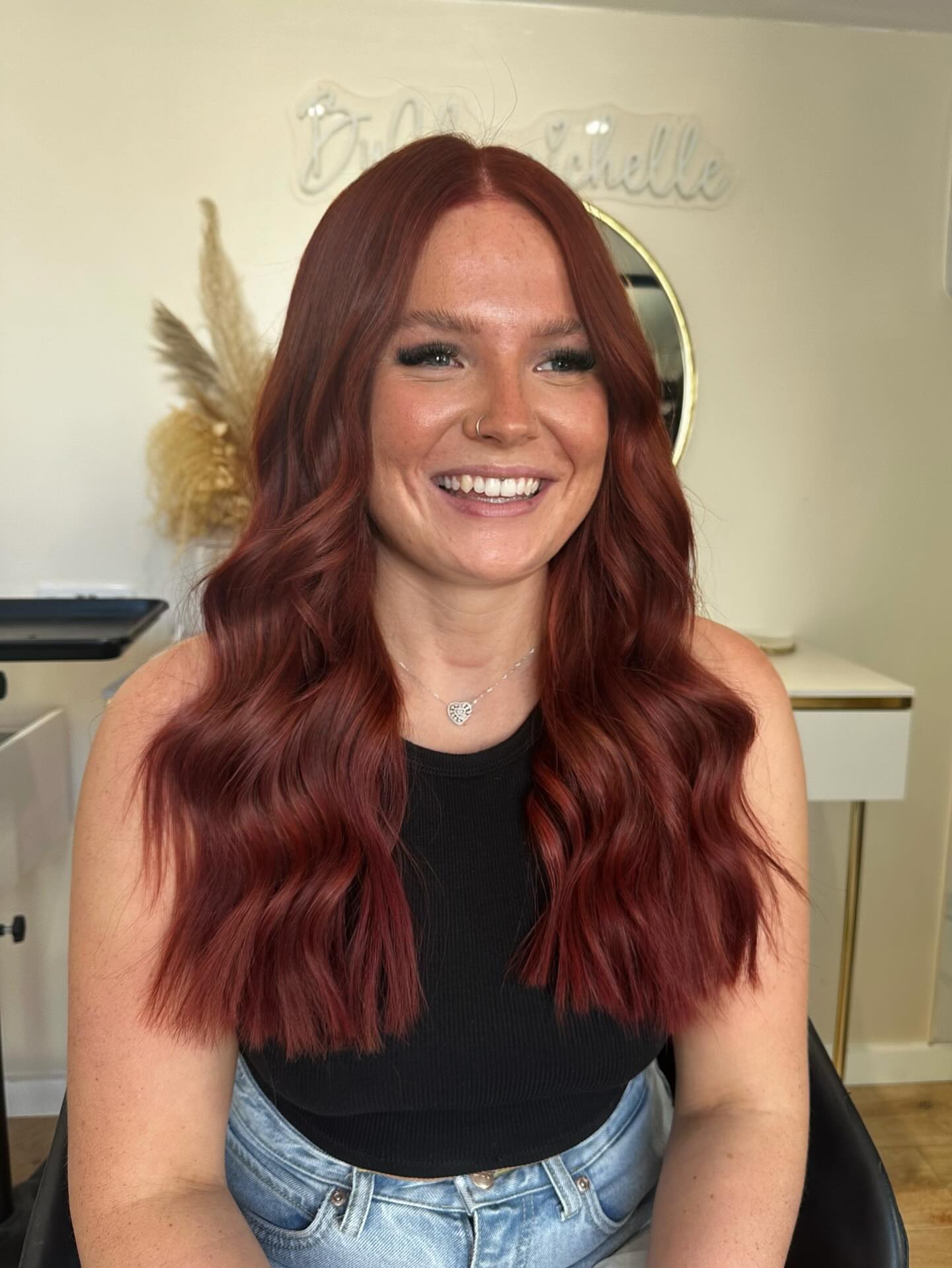 Warm Mahogany Long Cowgirl Cut with Blunt-Textured Ends
