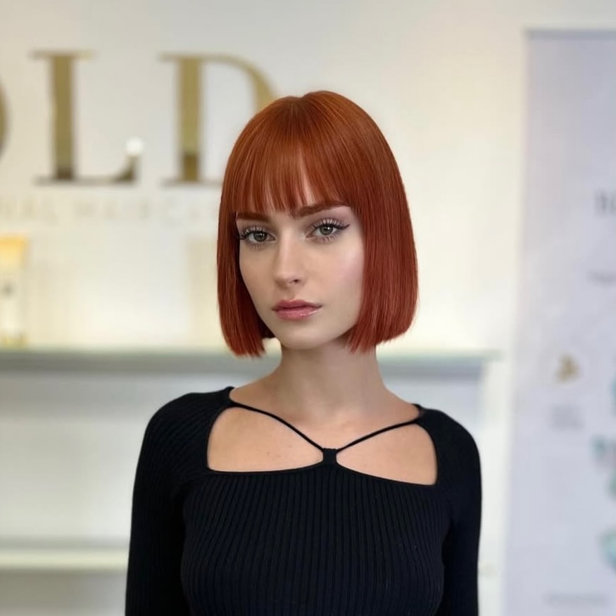 Precision Copper Blunt Bob with Micro Fringe