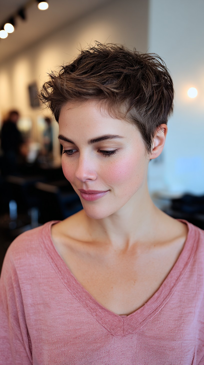 Short Textured Pixie with Soft Point-Cut Fringe