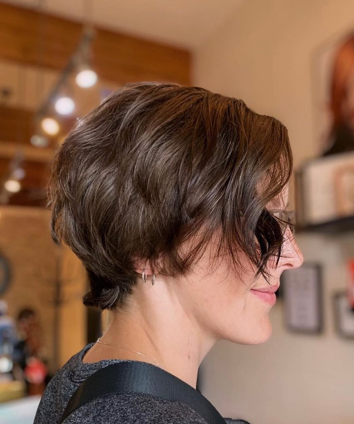 Soft Crescent-Stacked Textured Pixie with Curtain Fringe