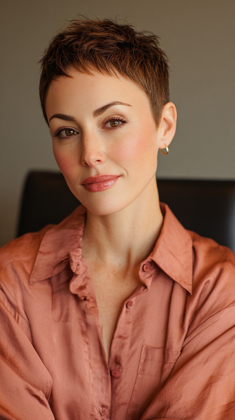 Textured Micro Pixie with Soft Point-Cut Fringe