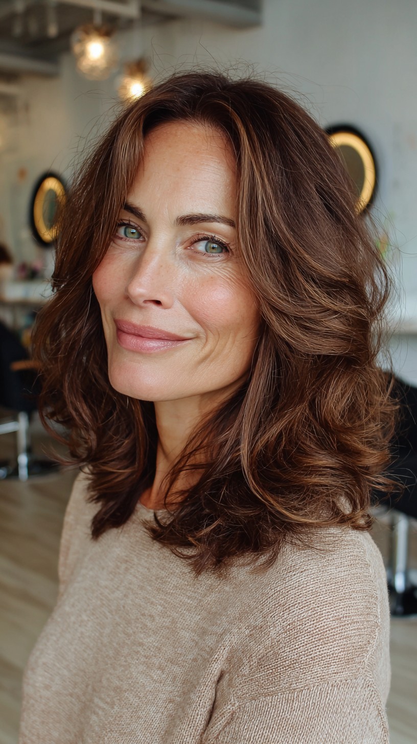 Full-Volume Shoulder-Length Cut with Sliced Face-Framing Layers