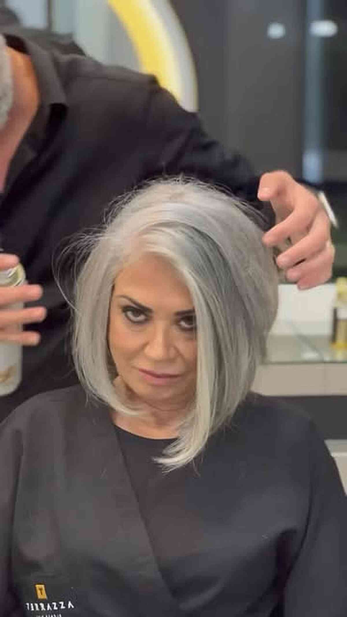 Modern Gray Blunt Bob with Subtle Layers