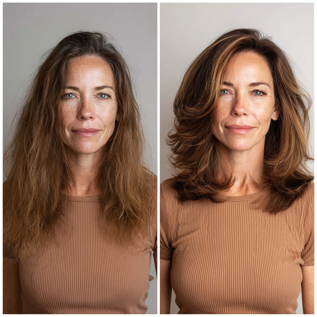 Shoulder-Grazing Layered Blowout with Face-Framing Slices