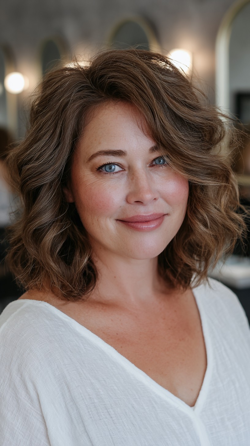 Soft Voluminous Mid-Length Waves with Subtle Face-Framing