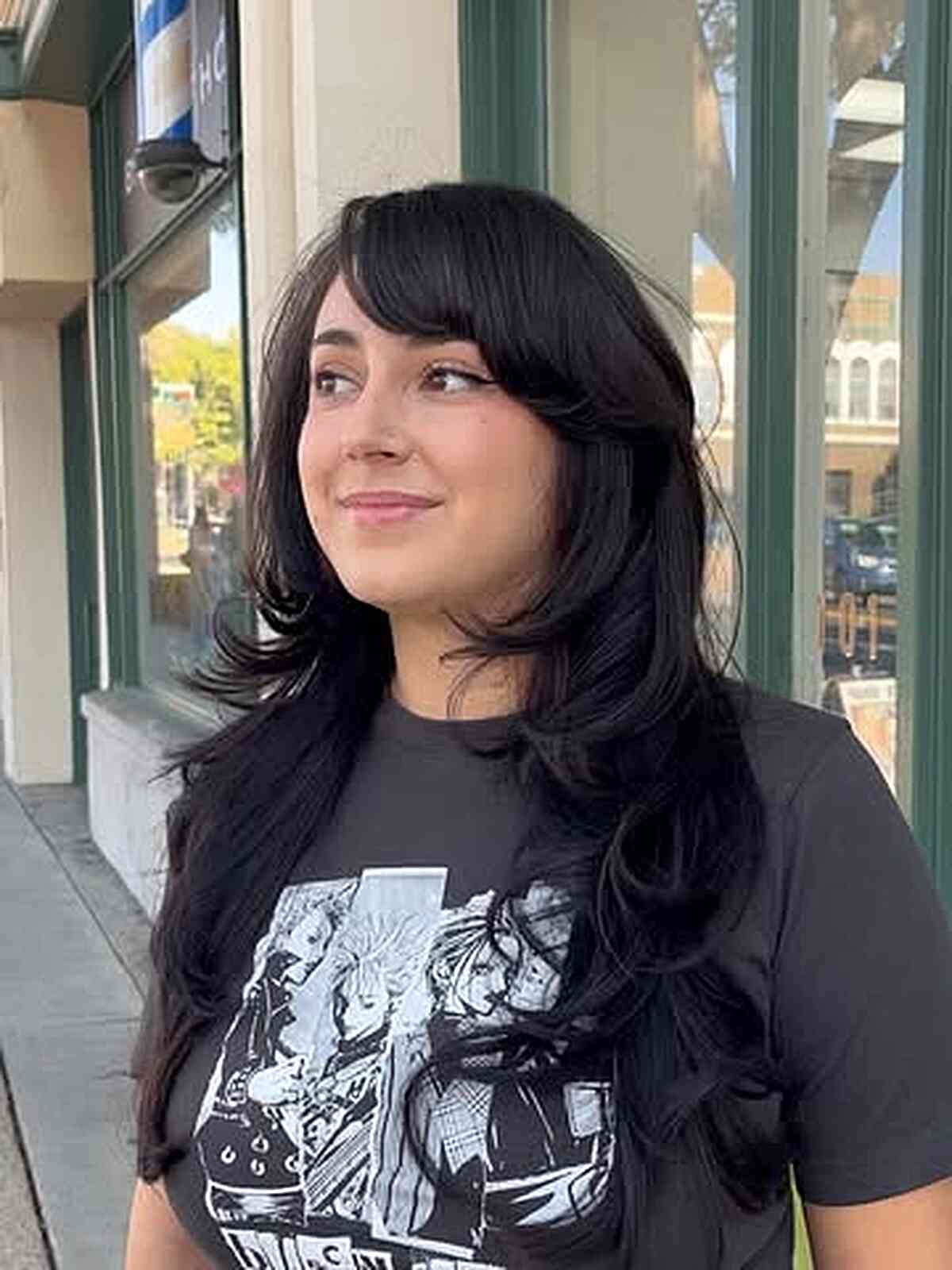 Stylish Side Bangs with Long Layers