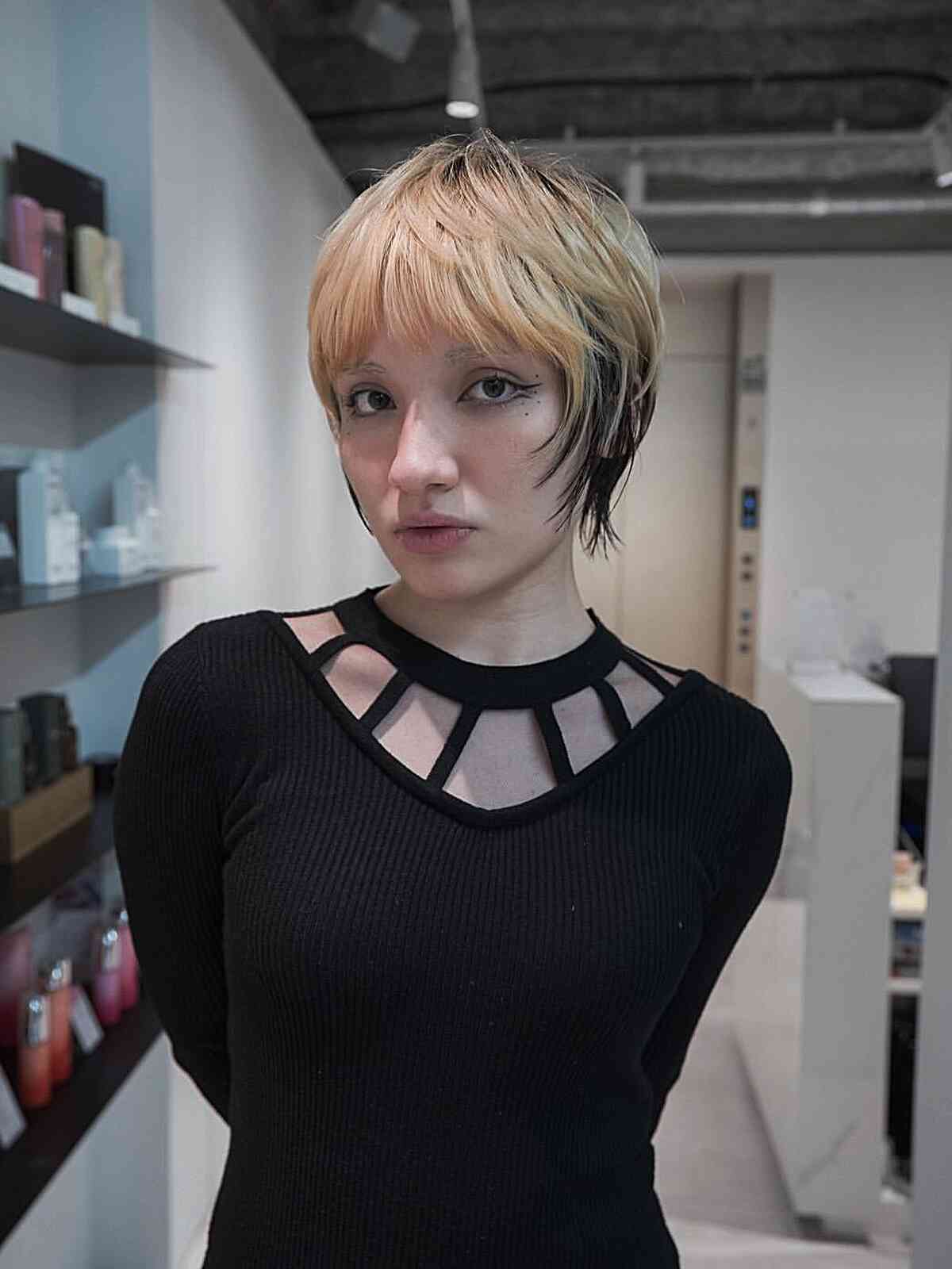 Textured Short Bob with Bold Highlights