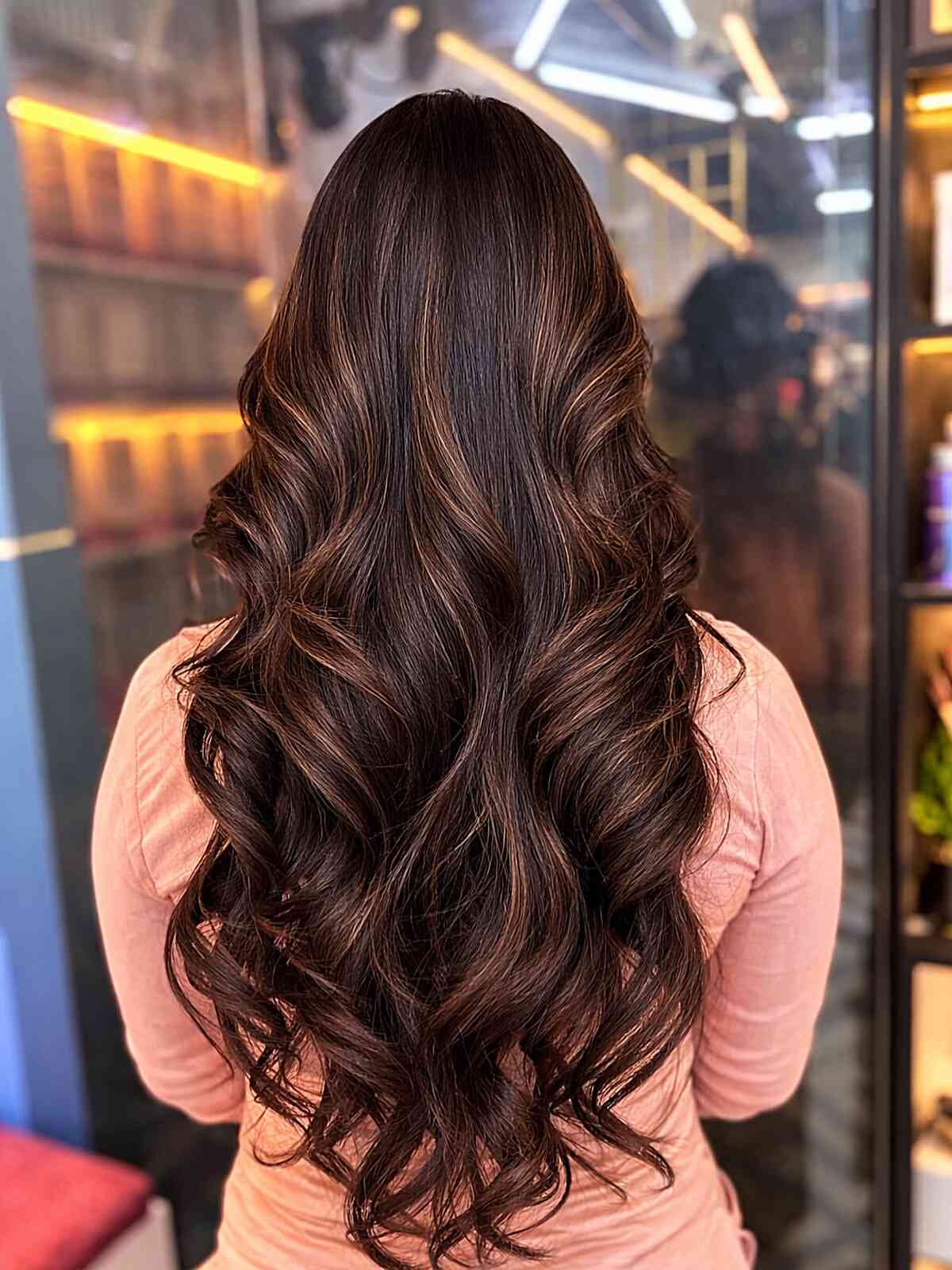Luxurious Dark Brown Waves with Subtle Highlights