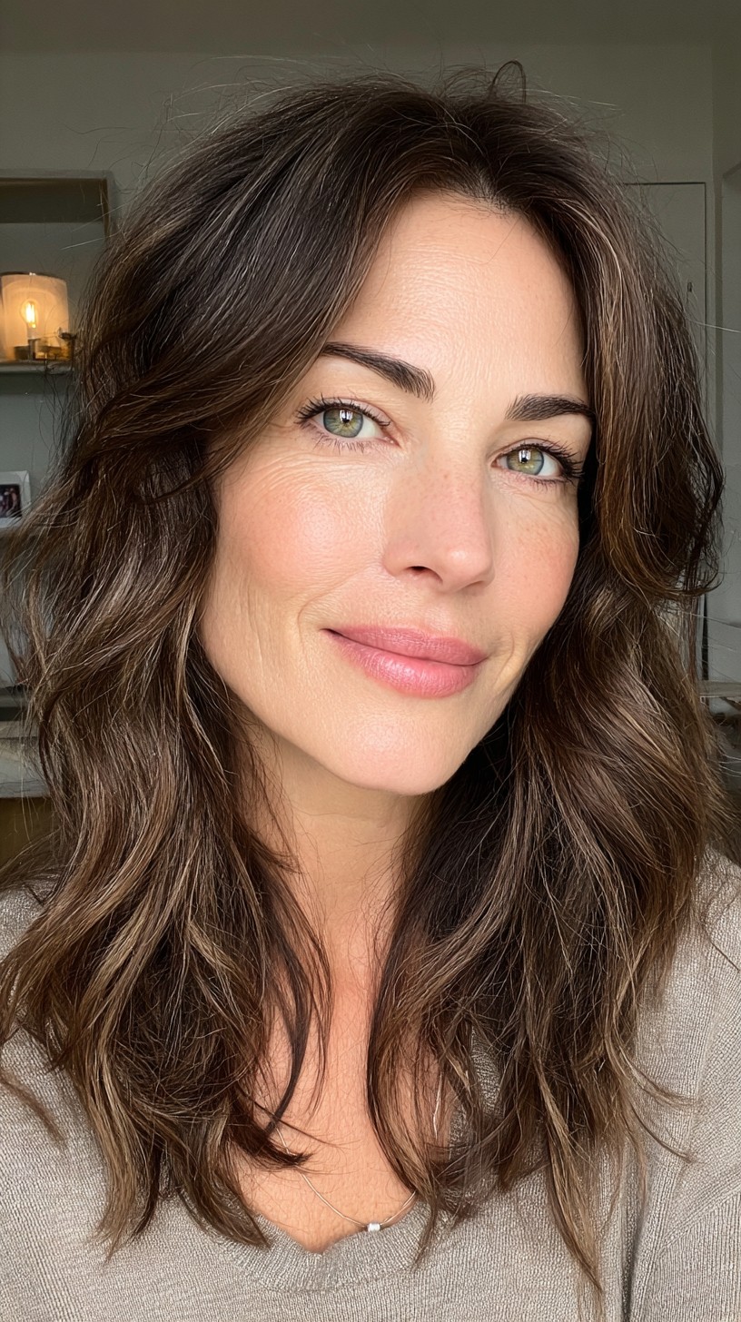 Medium Wavy Layered Cut with Face-Framing Balayage