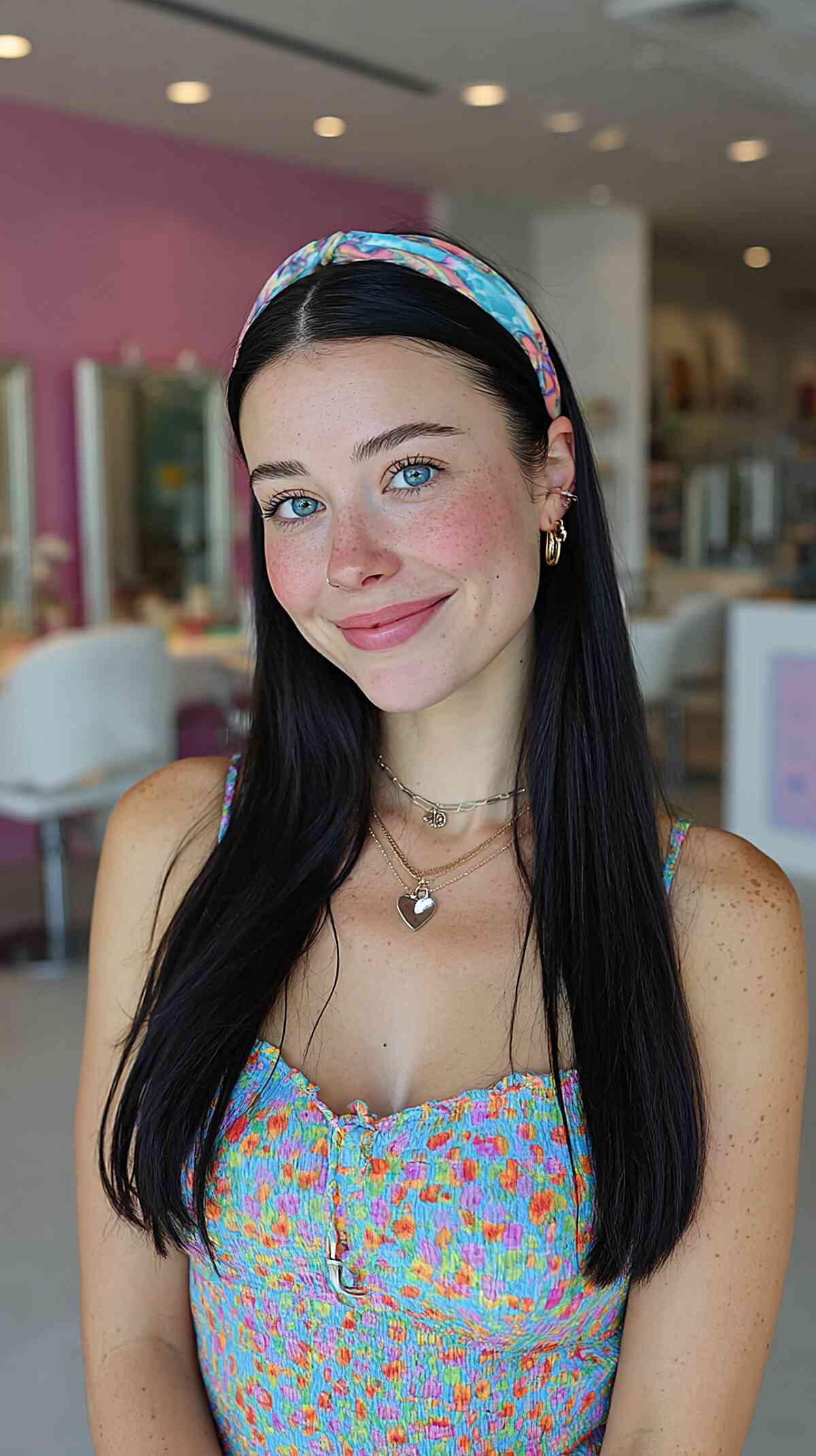 Sleek Long Hair with Colorful Headband