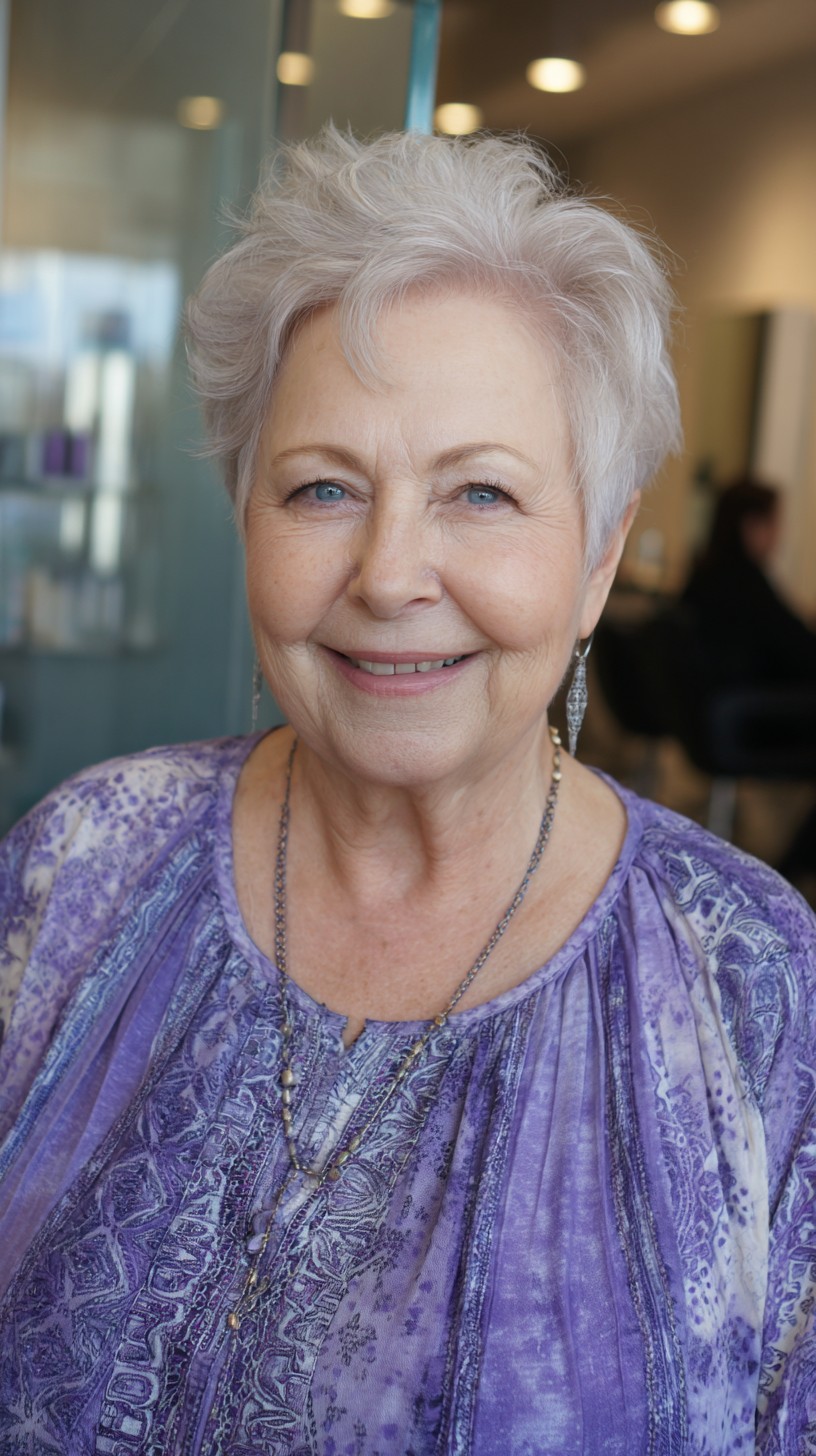 Soft Silver Pixie with Lifted Frontal Wave