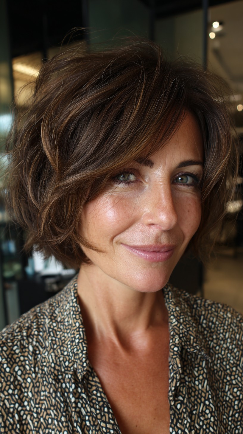 Chic Layered Face-Framing Bob with Root Lift