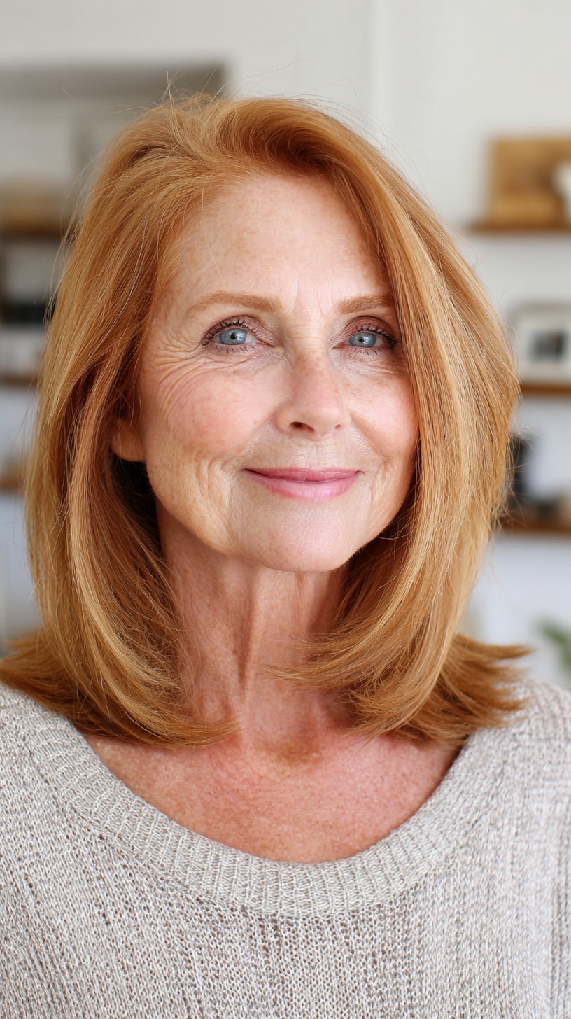 Copper-Toned Mid-Length Lob with Gentle Inward Flick