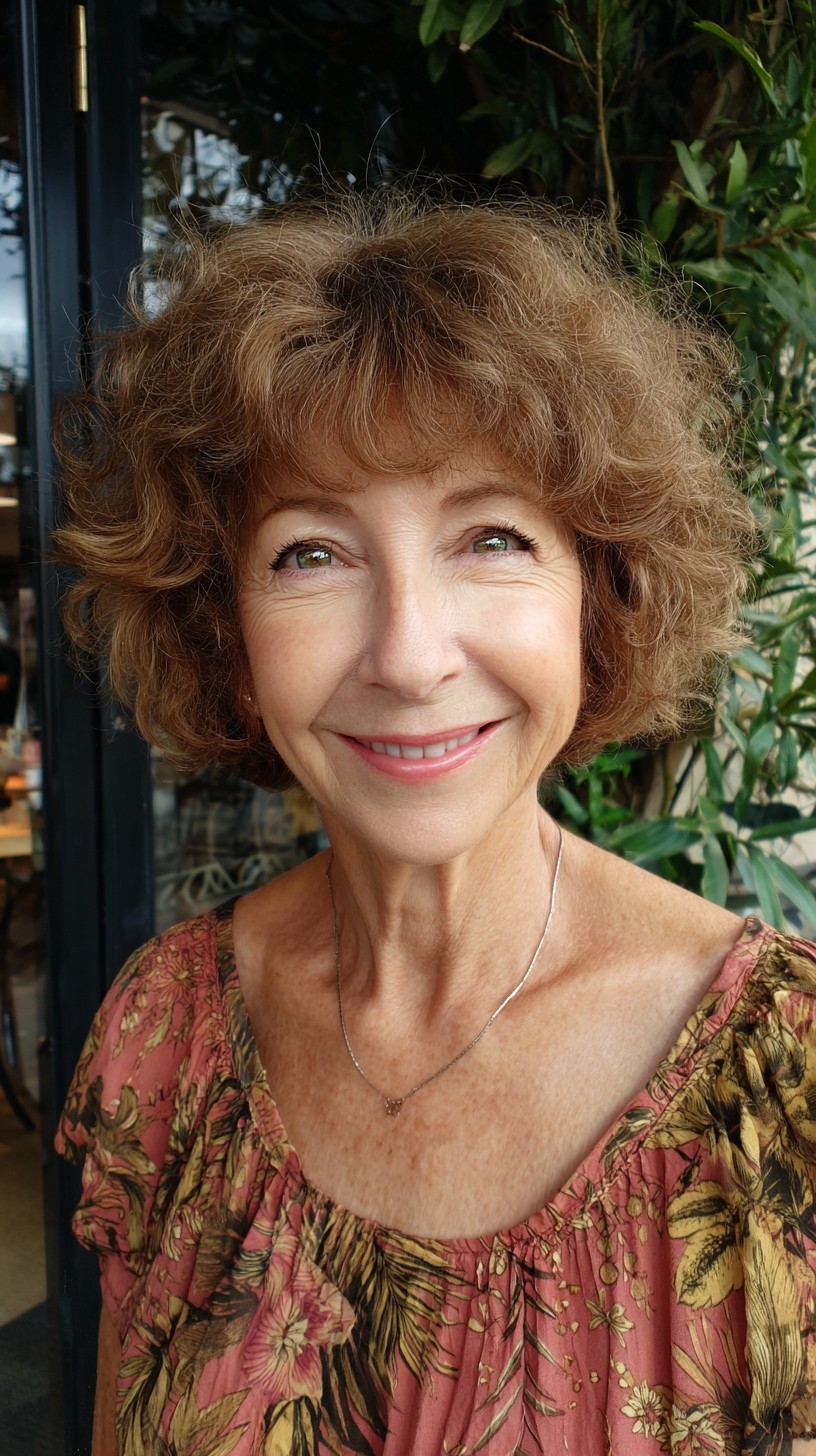 Curly Graduated Bob with Short Blended Fringe