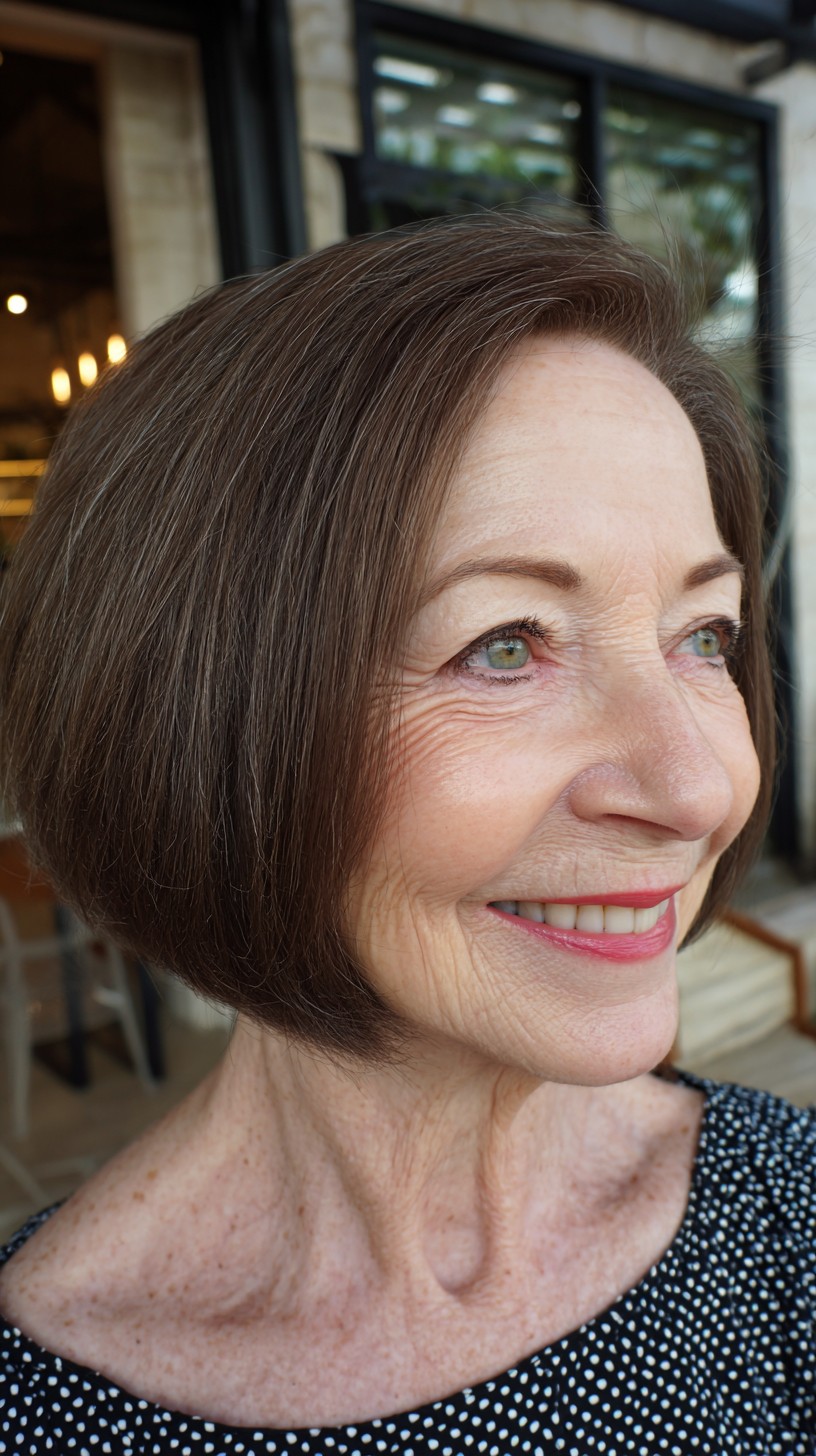 Sleek Rounded Chin-Length Bob with Soft Temple Highlights
