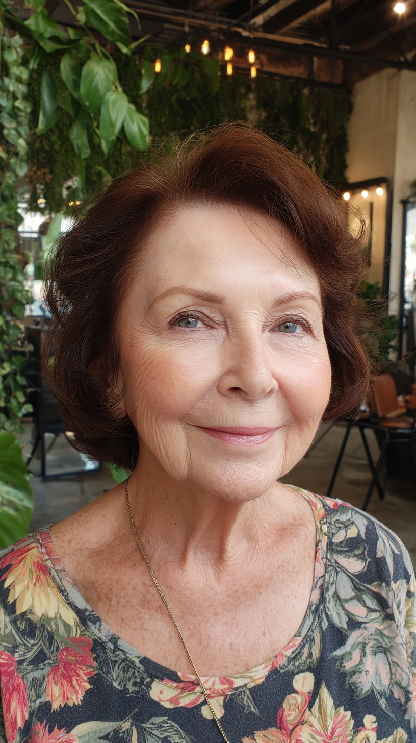 Soft Chestnut Rounded Short Bob with Root Lift
