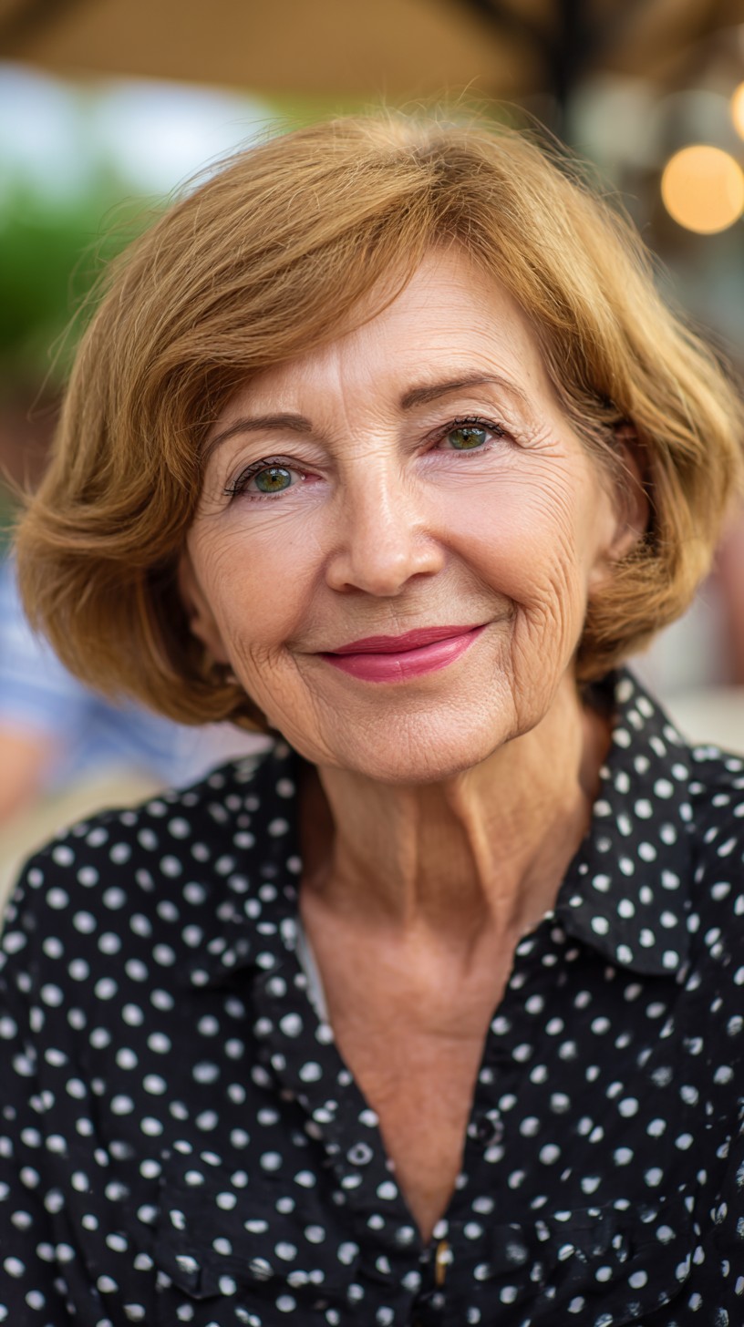 Soft Copper Tucked Chin-Length Bob with Root Shadow