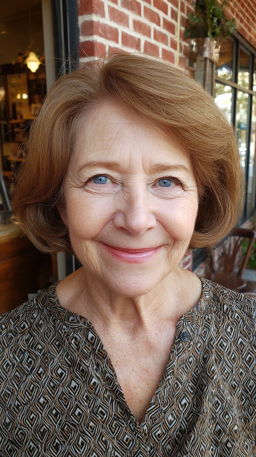 Soft Rounded Chestnut Bob with Side Part