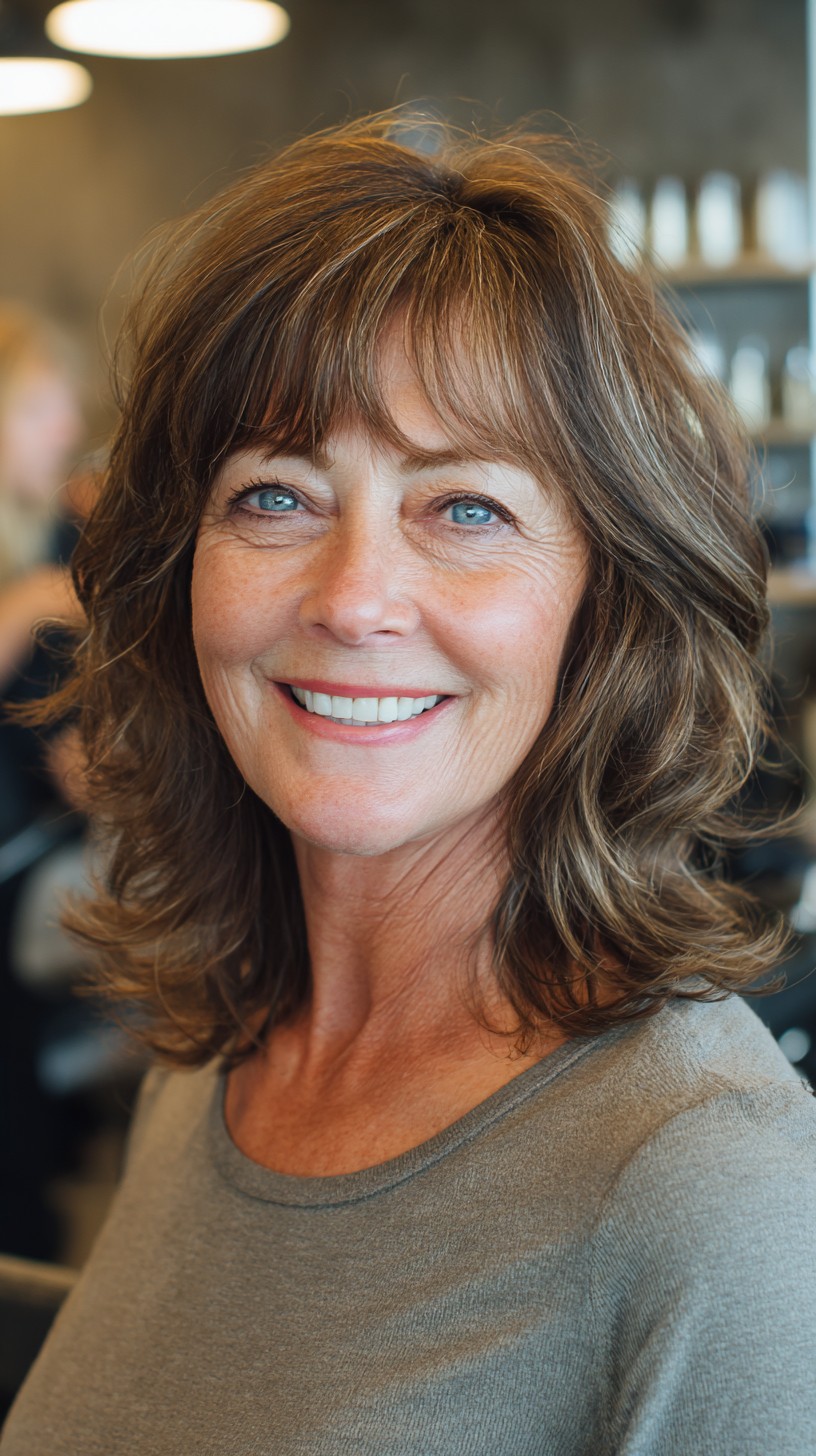 Soft Shaggy Shoulder-Length Cut with Wispy Curtain Fringe