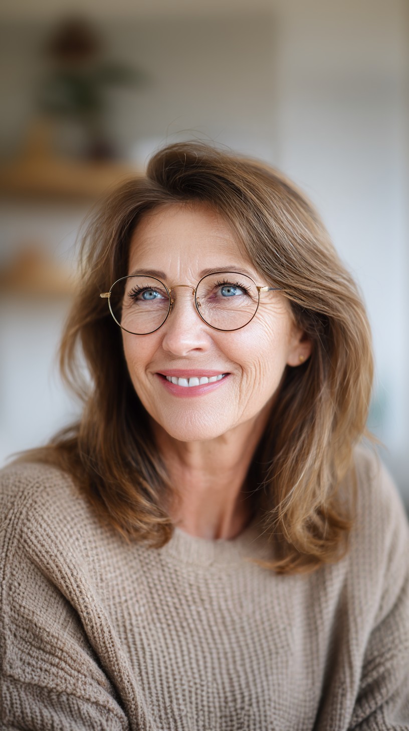 Soft Shoulder-Length Face-Framing Layers with Subtle Root Shadow