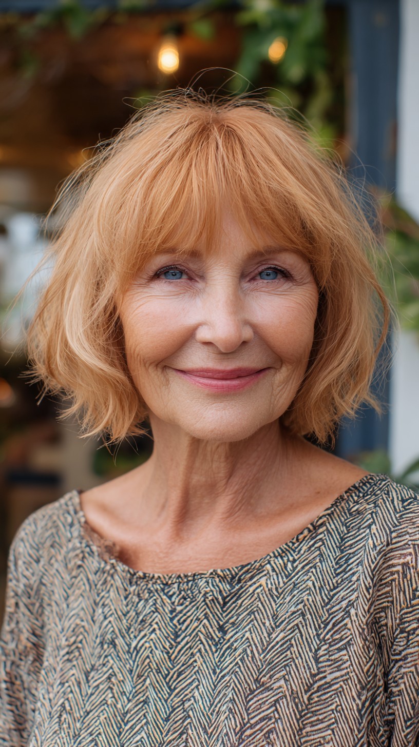 Textured Chin-Grazing Bob with Airy Fringe and Subtle Crown Lift