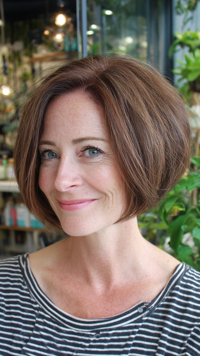 Chestnut Rounded Angled Bob with Interior Graduation
