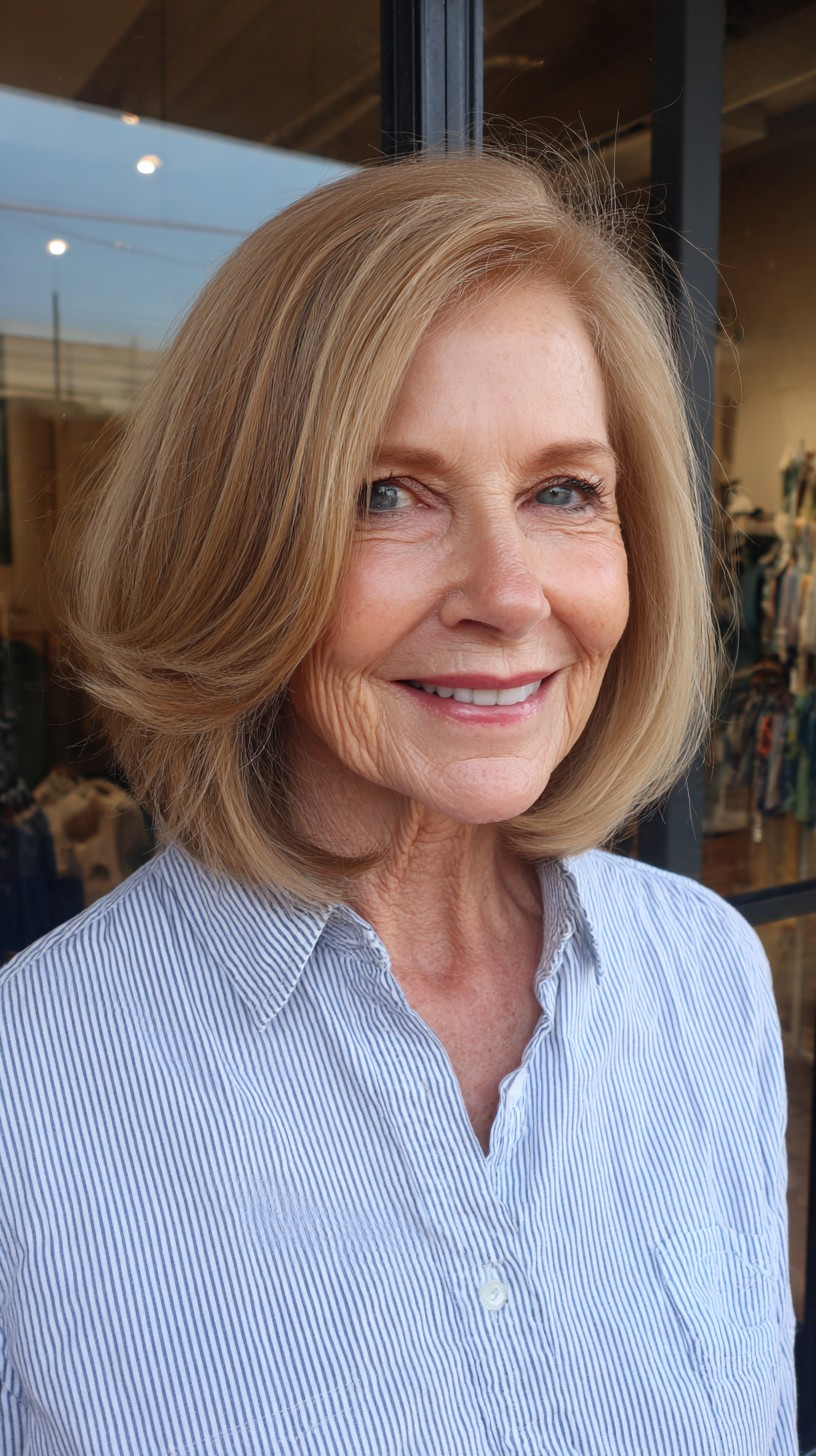 Chin-Grazing Long Bob with Face-Framing Layers and Subtle Root Shadow