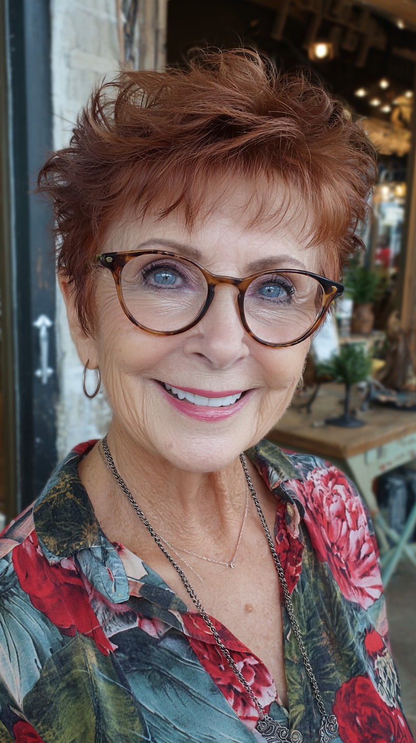 Copper Choppy Pixie with Lifted Crown and Soft Micro-Fringe