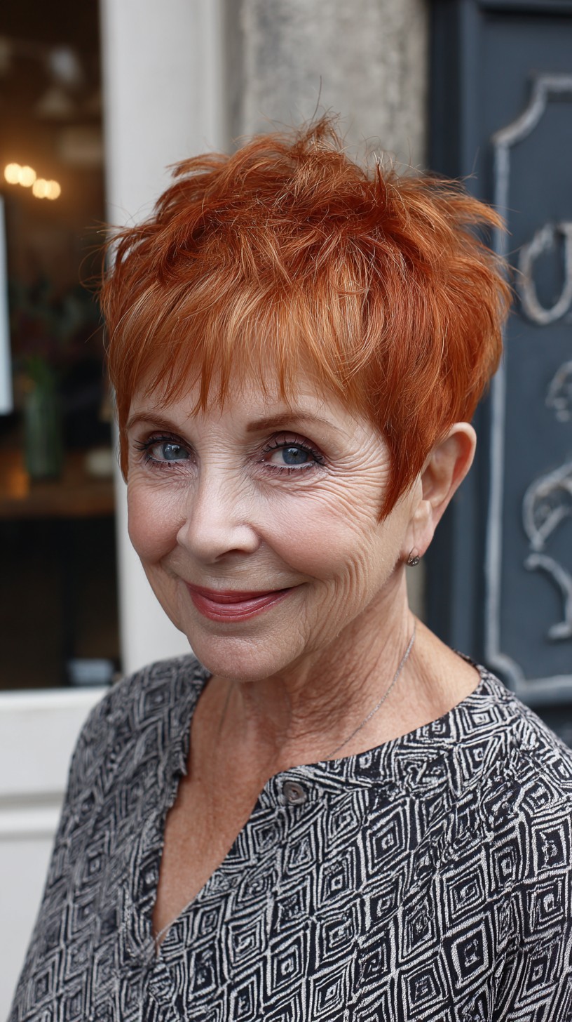 Copper Feathered Pixie Shag with Tapered Perimeter