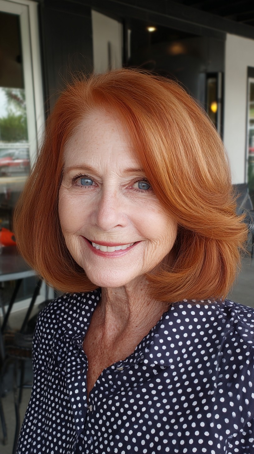 Copper Shell-Beveled Shoulder-Grazing Bob with Lifted Side Part