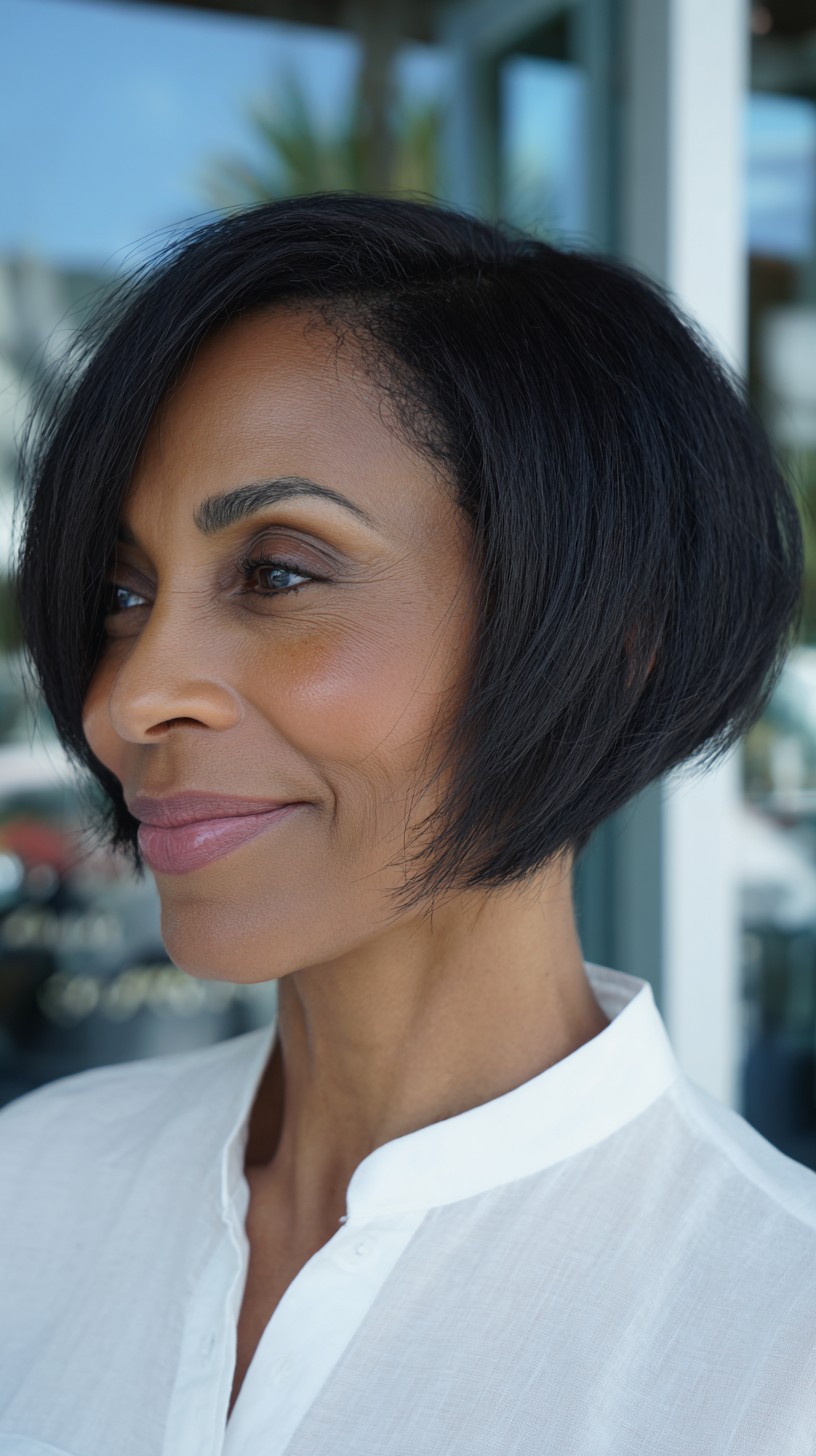 Forward-Weighted Short Graduated Bob with Feathered Face-Framing