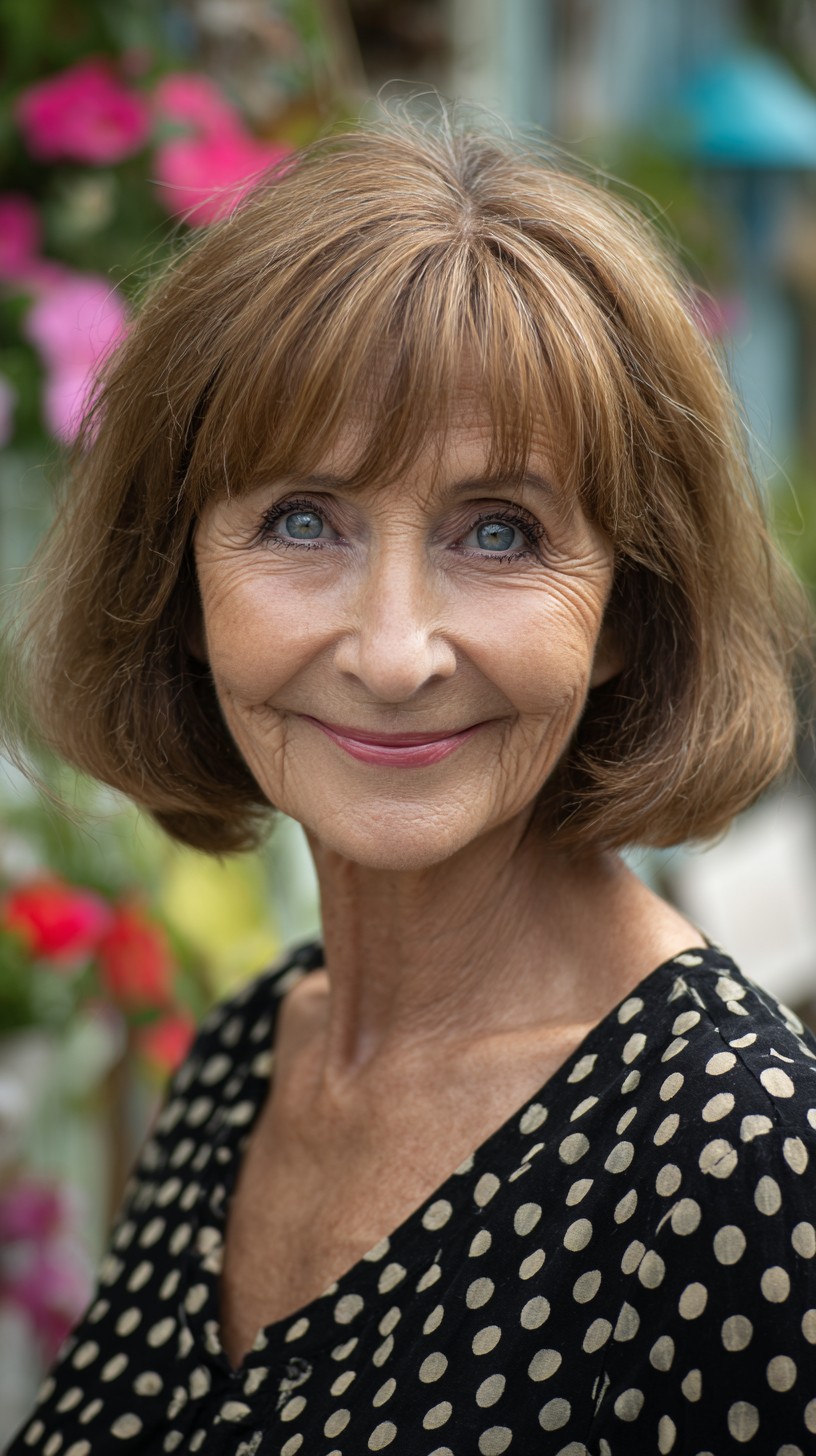 Rounded Jaw-Length Bob with Soft Curtain Fringe and Root Shadow