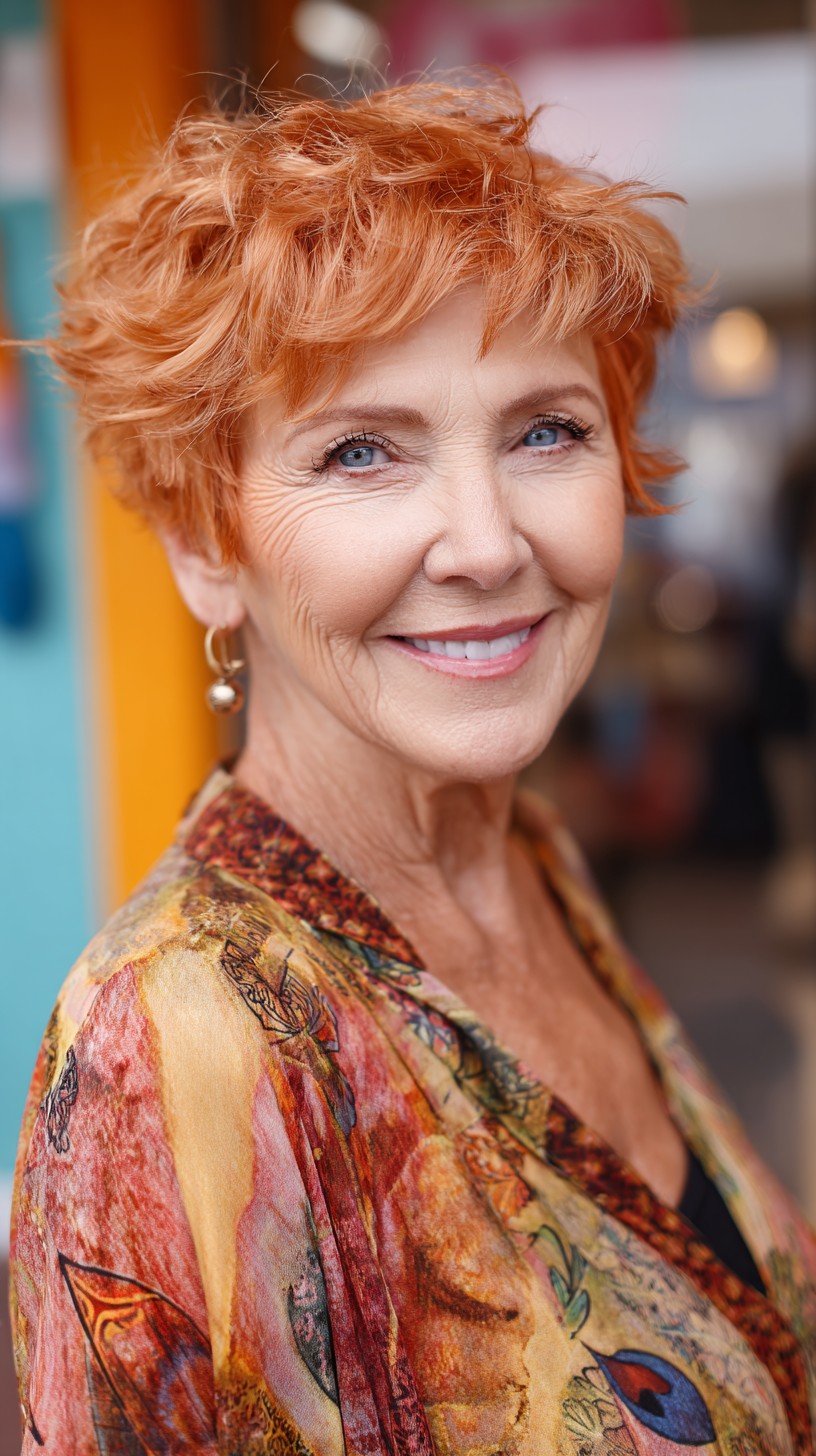 Short Copper Pixie Shag with Soft Lifted Crown