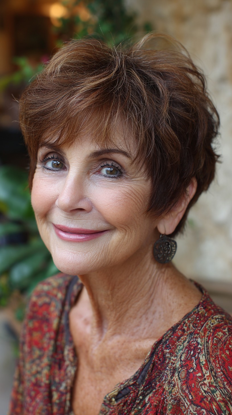 Short Textured Pixie with Crown Lift and Soft Fringe