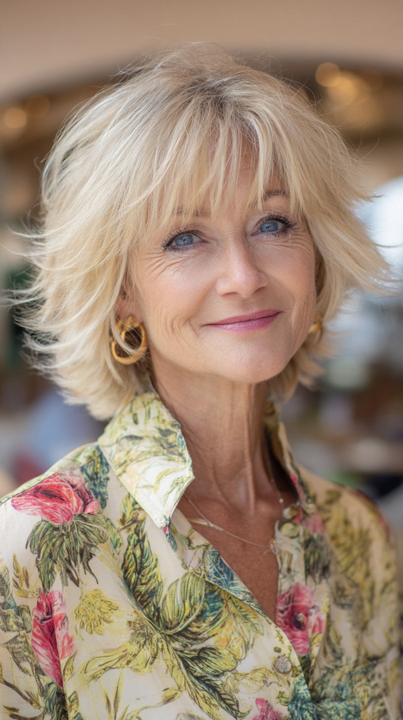 Soft Blonde Textured Shag with Wispy Curtain Bangs