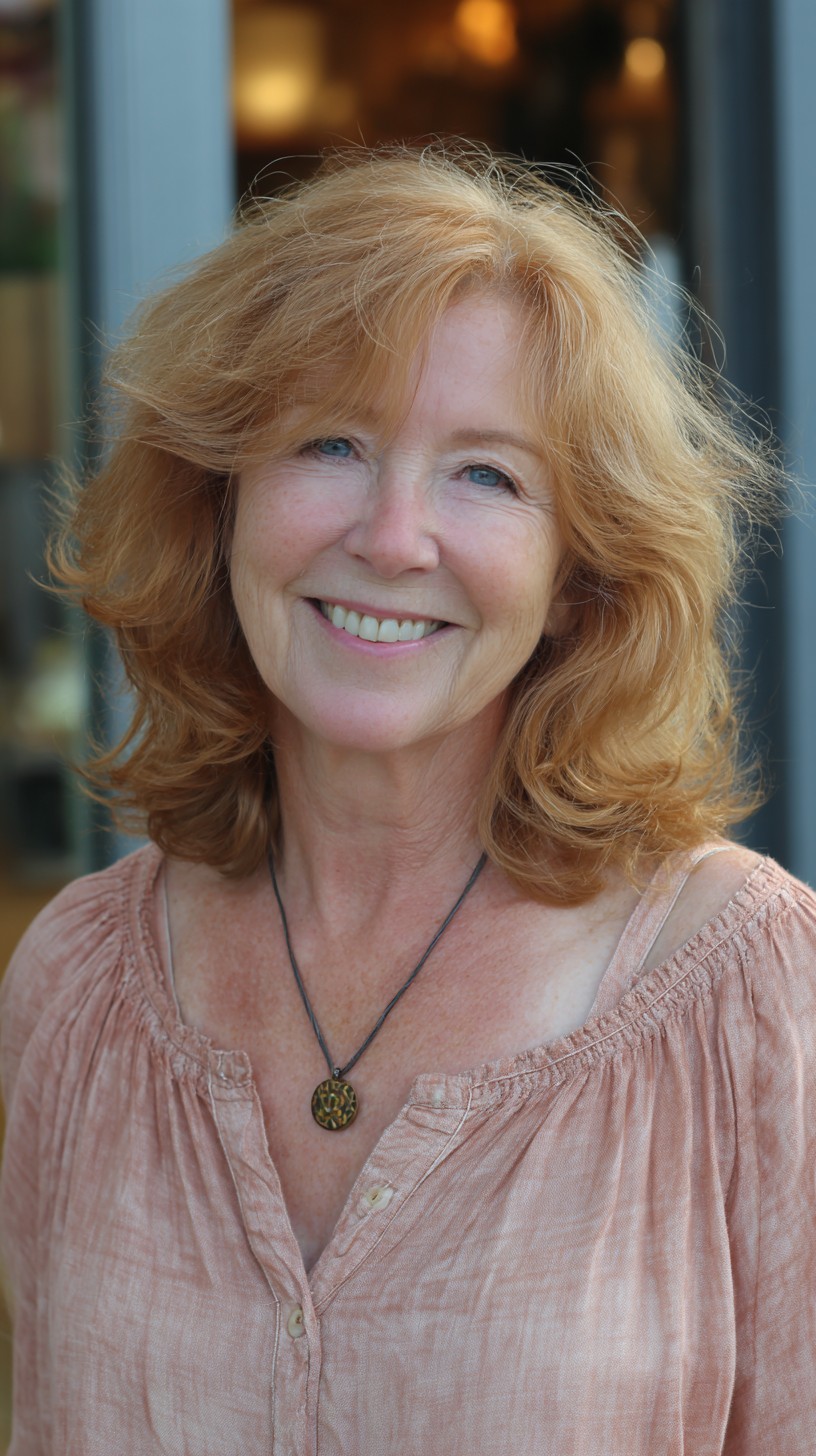 Soft Copper Layered Shag with Face-Framing Waves