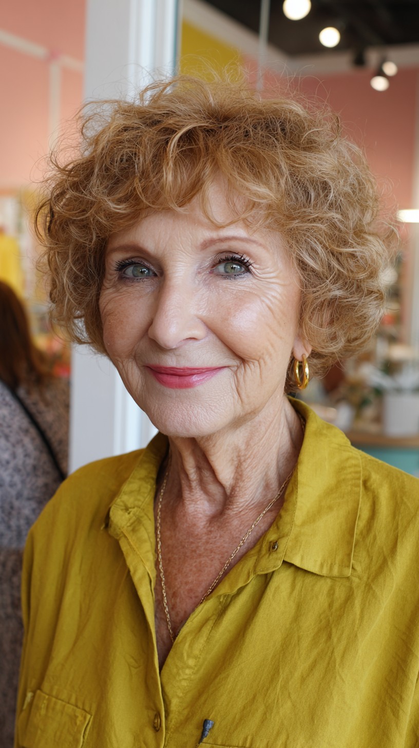 Soft Curly Pixie with Face-Framing Fringe