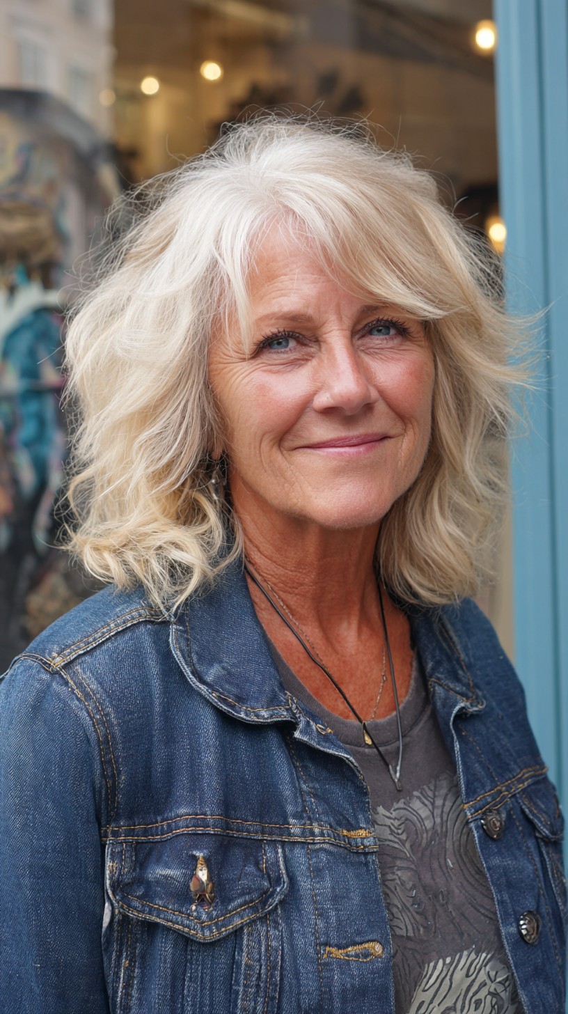 Soft Silver Beachy Shag with Lifted Crown