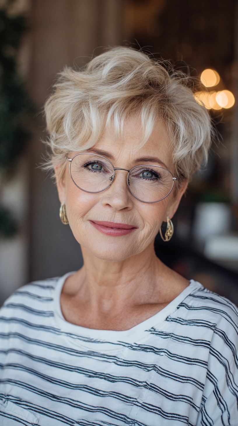 Soft Silver Pixie with Lifted Crown and Glasses-Friendly Temple Tuck