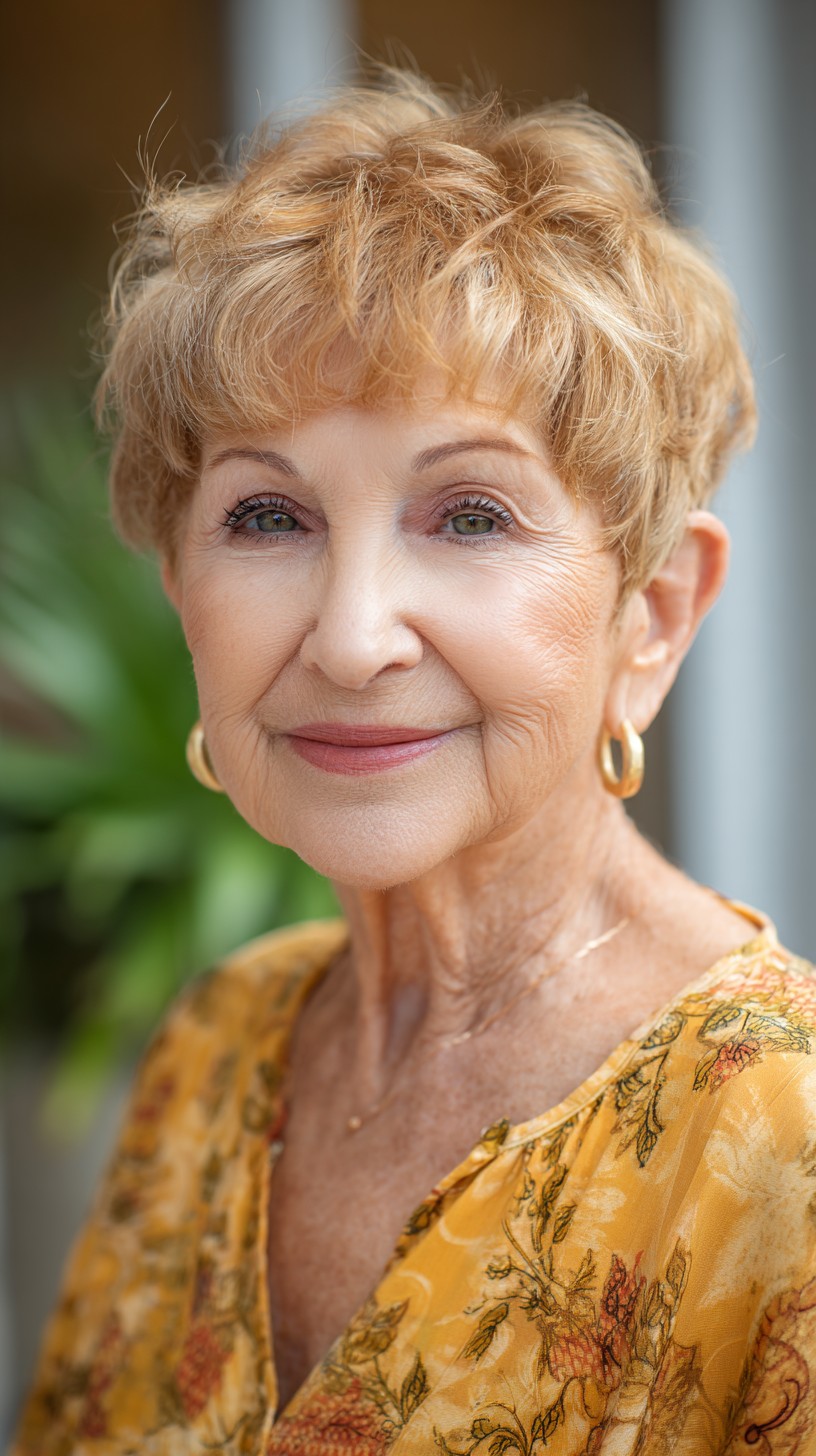 Soft Strawberry-Blonde Pixie Shag with Lively Crown Texture