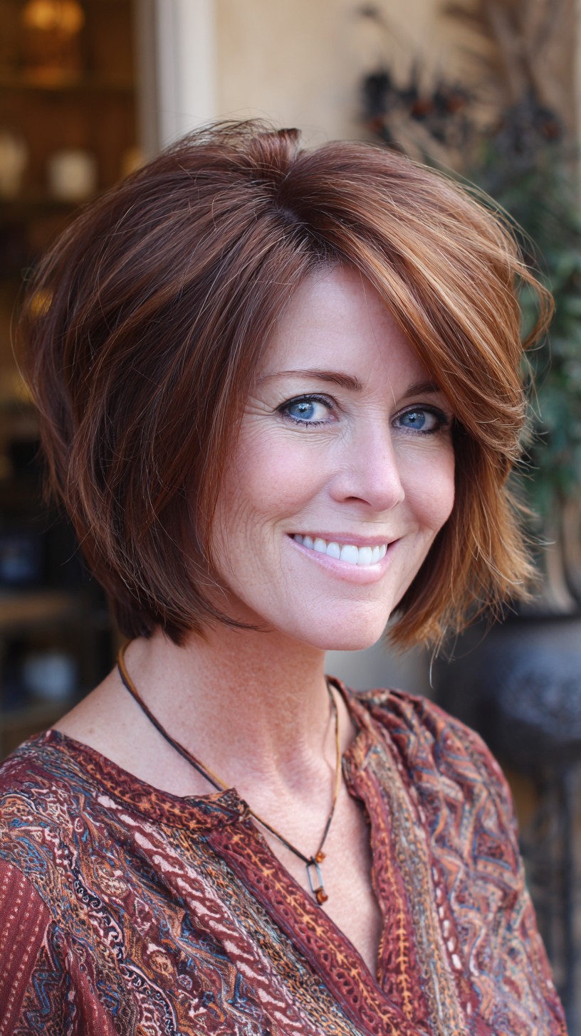 Voluminous Copper Forward-Weighted Angled Bob