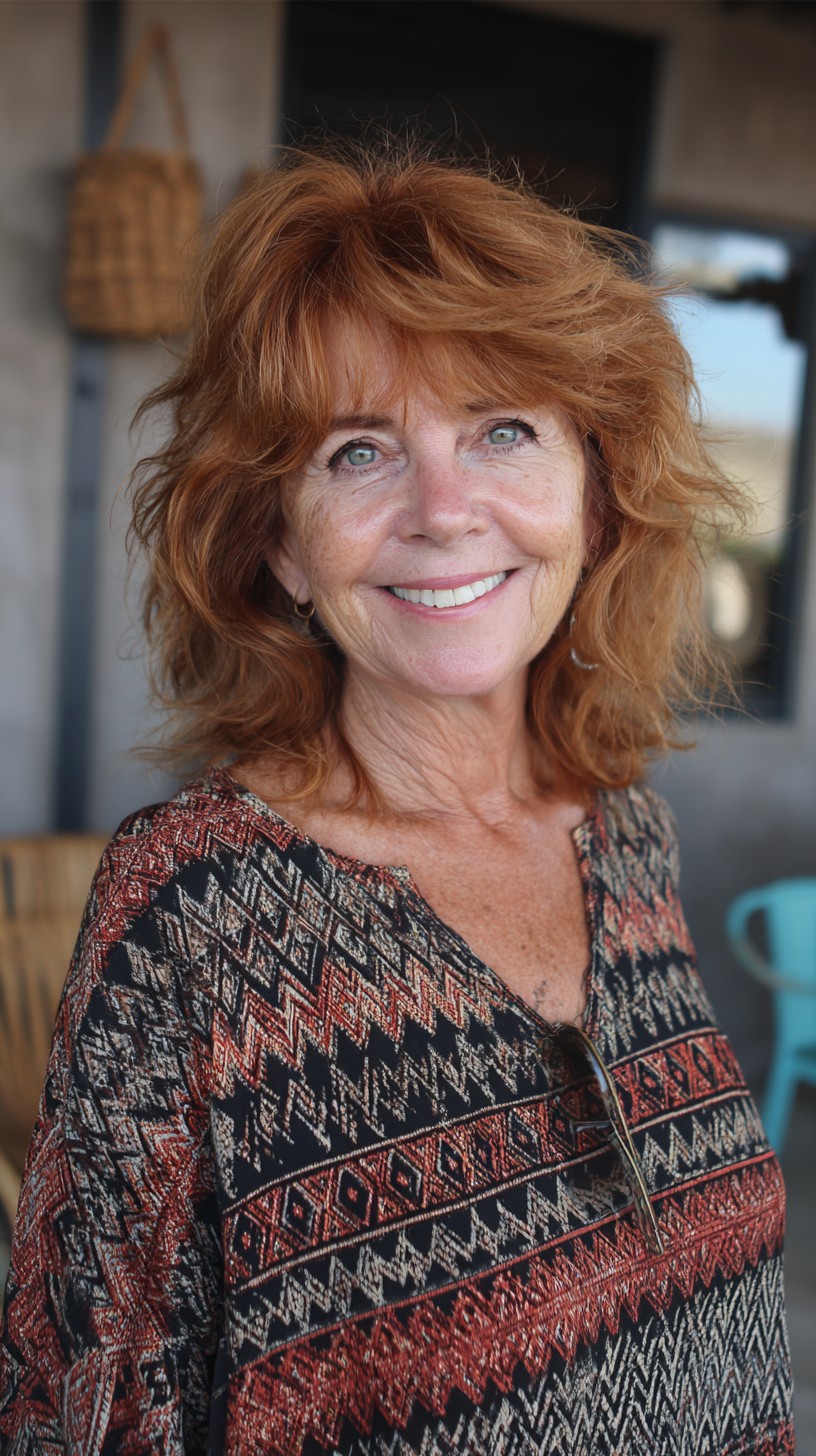 Warm Copper Feathered Shag with Root Lift