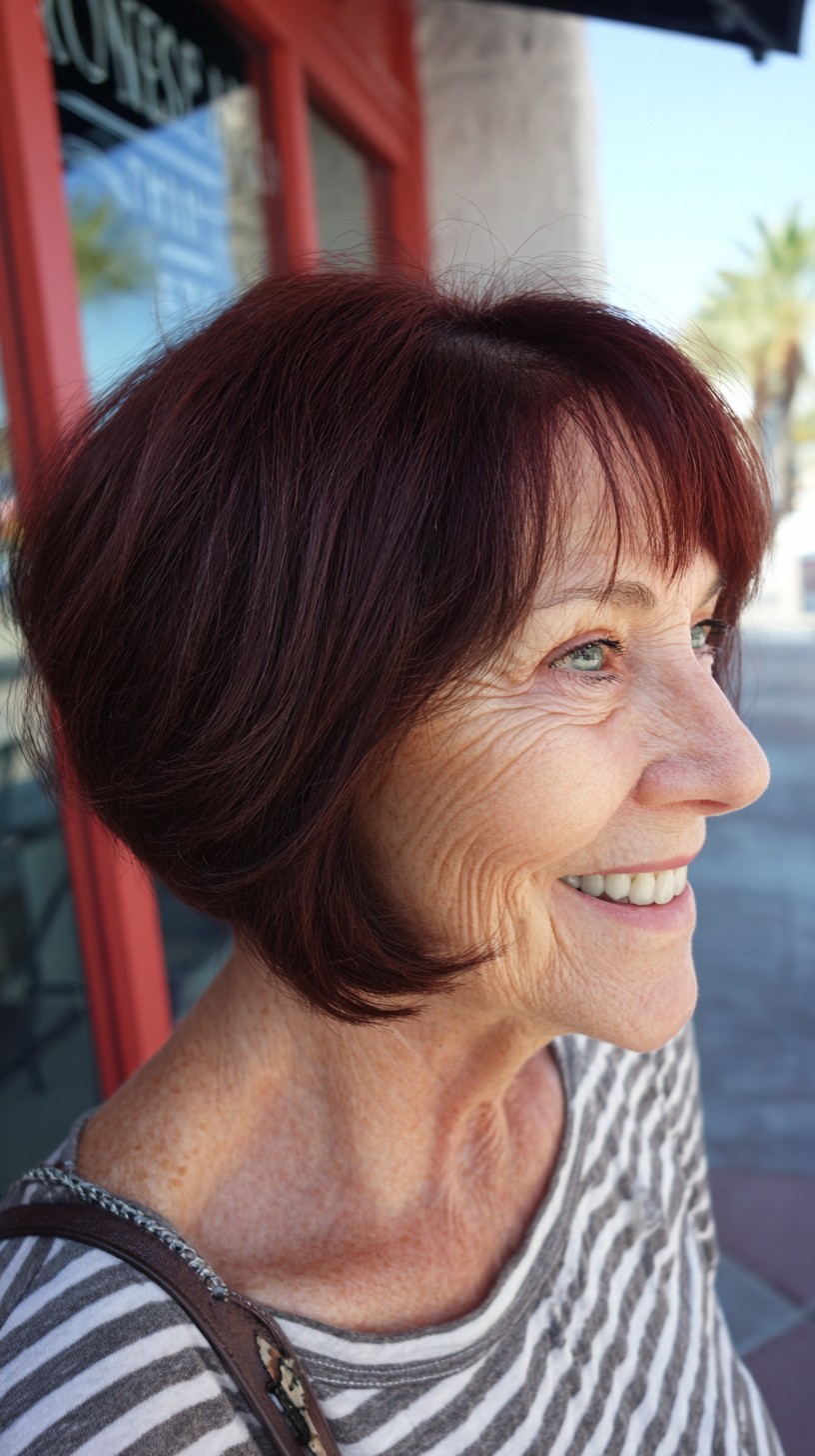 Auburn Graduated Slope Bob with Wispy Micro-Bangs