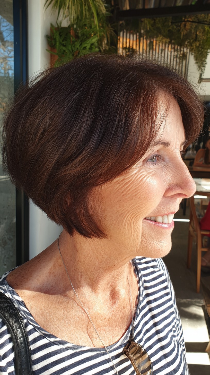 Chestnut Rounded Graduated Bob with Inward-Turned Perimeter