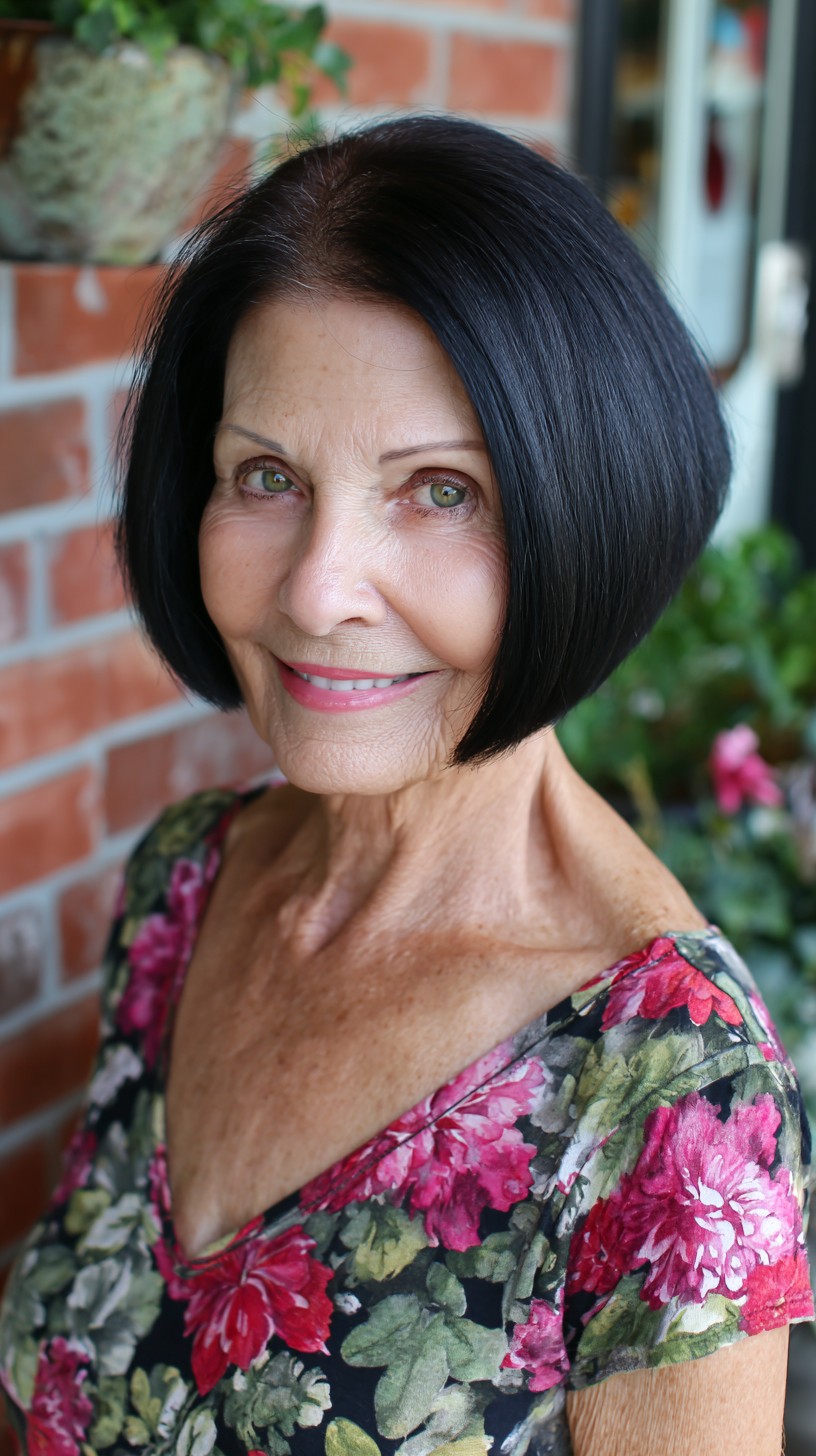 Polished Angled Chin-Length Bob with Deep Side Part