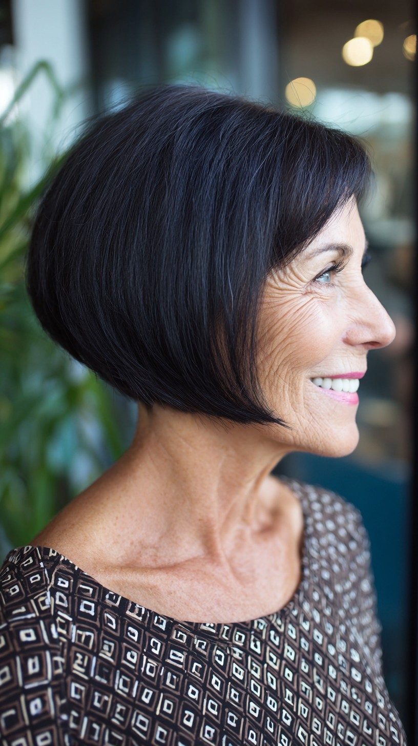 Sleek Graduated Chin-Length Slope Bob with Subtle Face-Framing