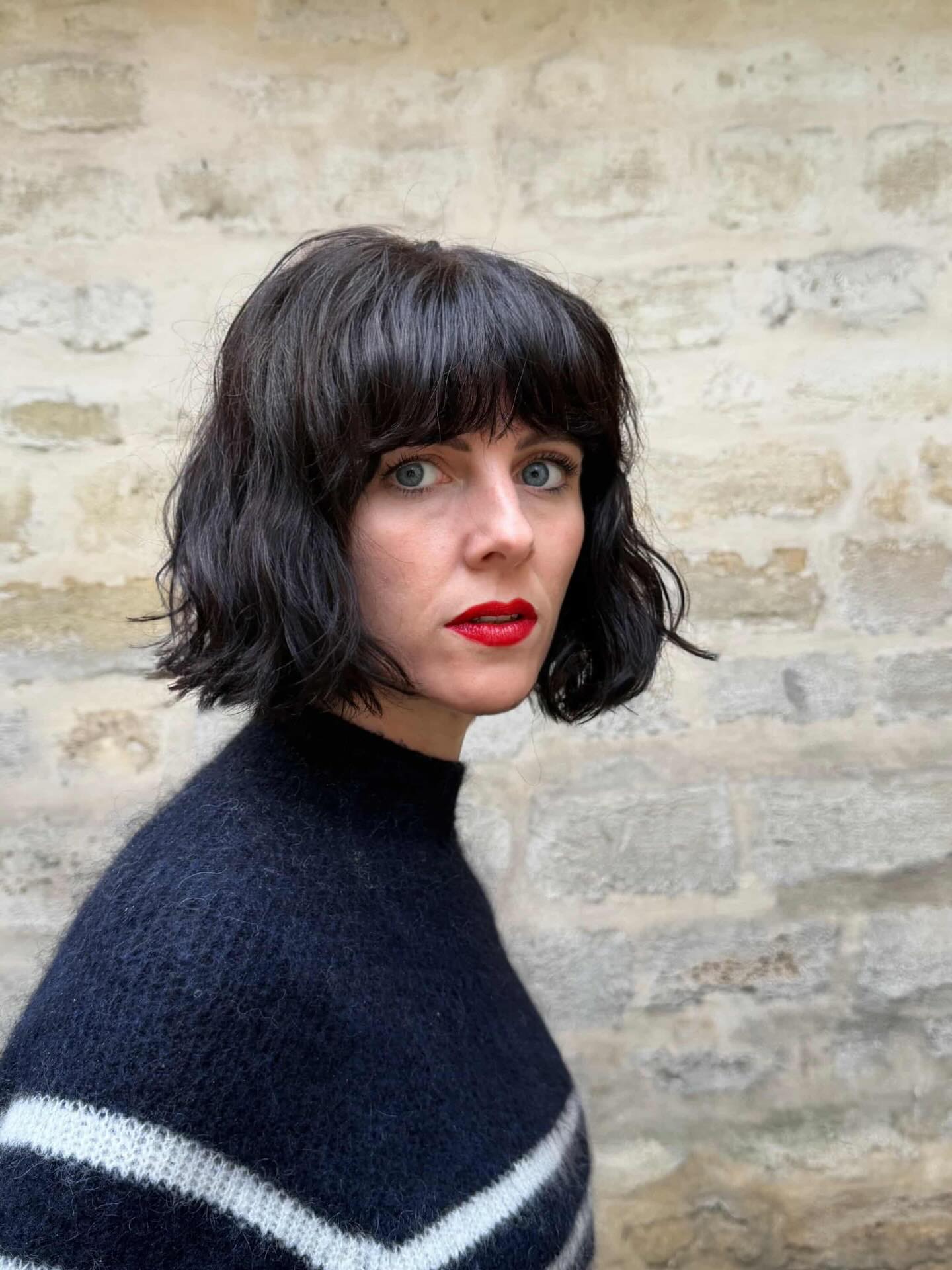 Textured French Bob with Blunt Fringe