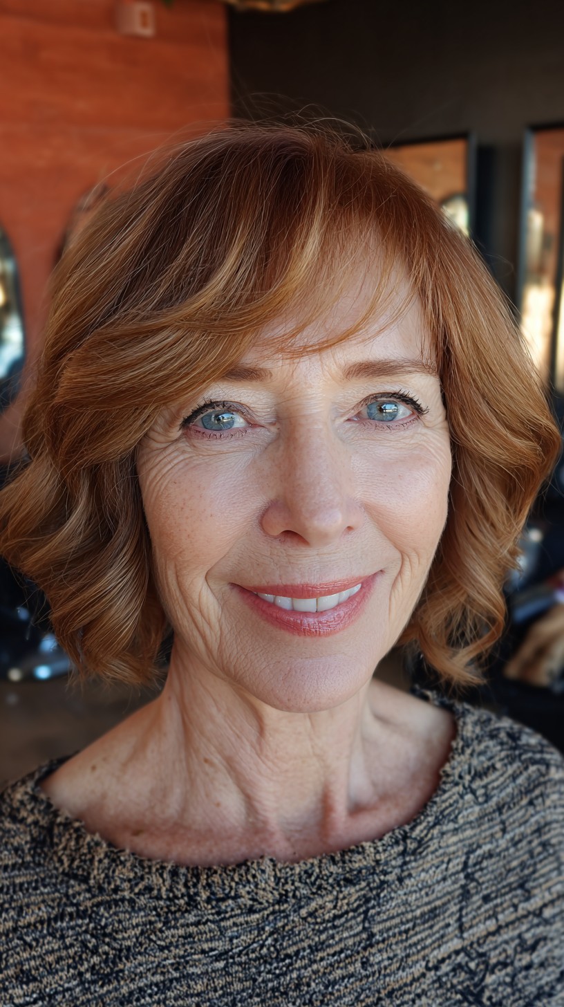 Copper Ripple Bob with Interior Graduation and Side-Swept Micro-Fringe