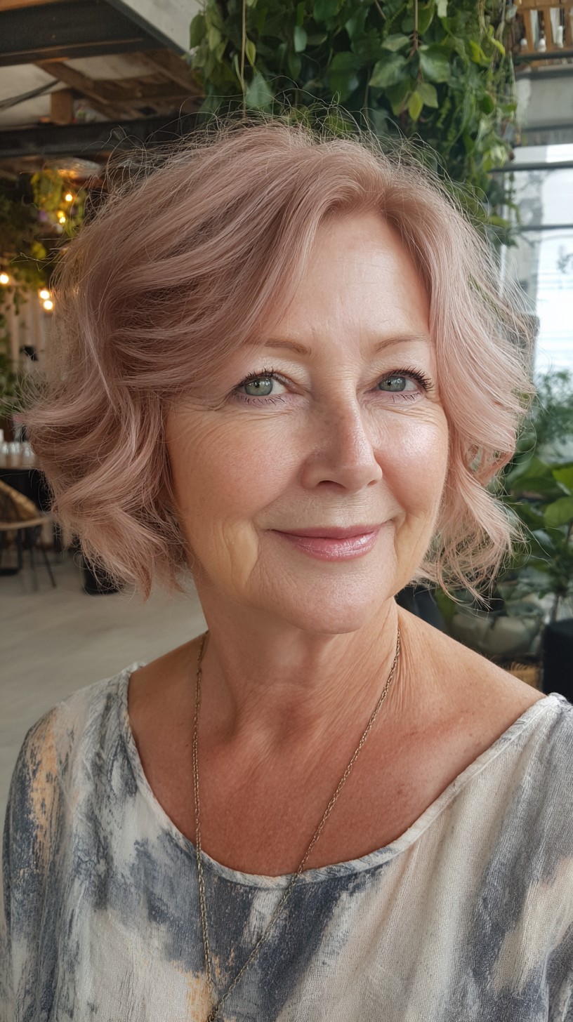 Pastel Rose Ripple Bob with Soft Inner Graduation